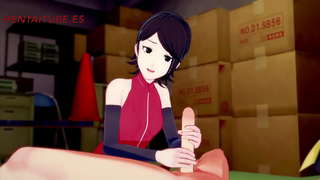Boruto Hentai--Sarada Jerkoff,ດູດ,titjoob ແລະແມ່ນຍໍາໂດຍ Boruto